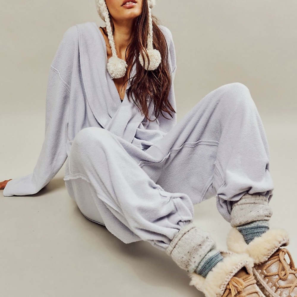 Free People Day Off Fleece Romper, XS